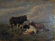 unknow artist Two cows and a bull Sweden oil painting artist